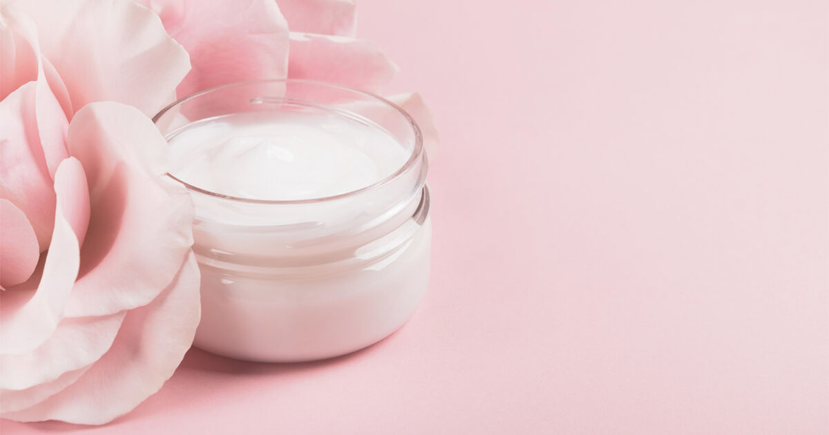 cream jar and rose