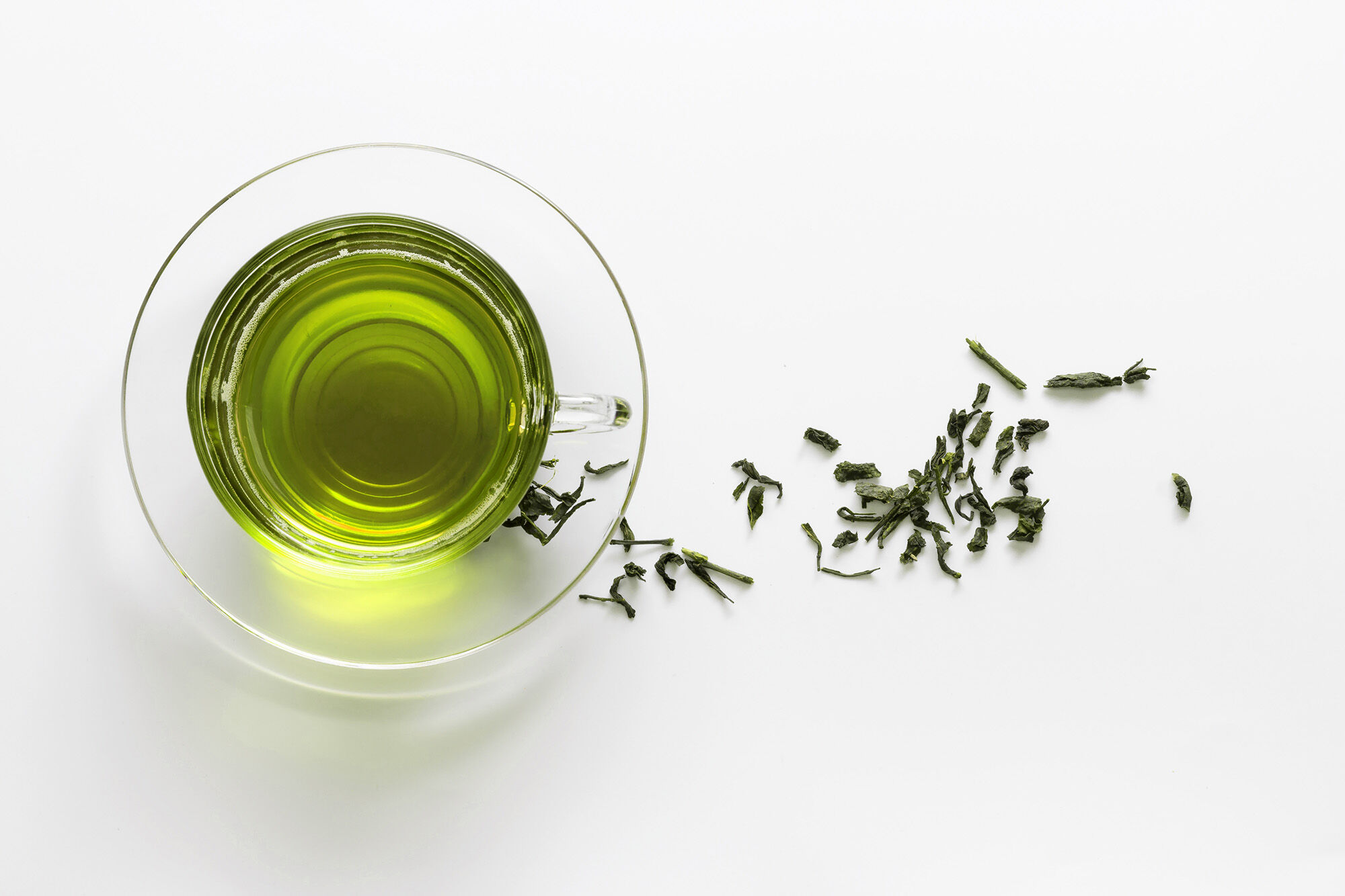 Green tea in a glass.