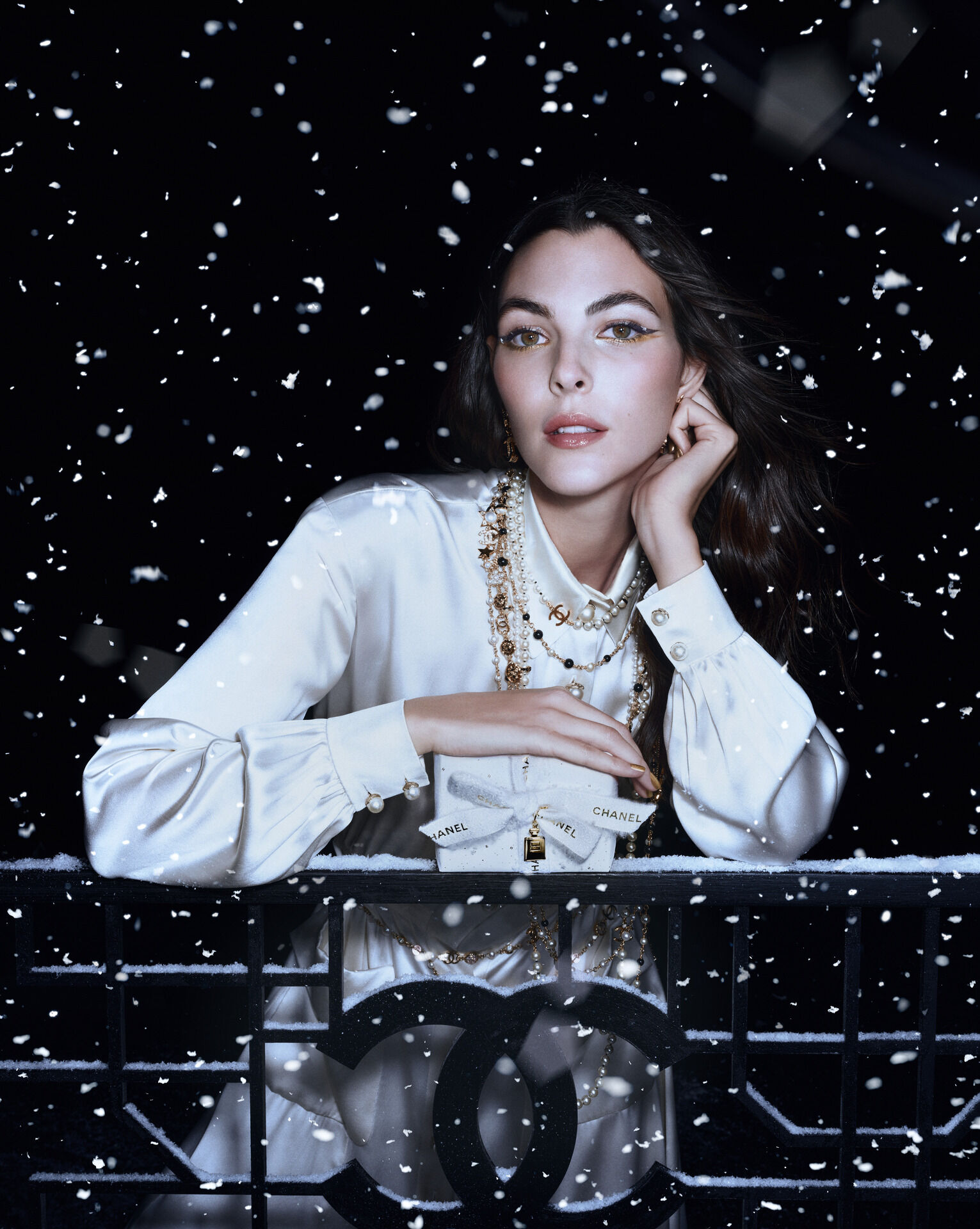 Chanel ad model in snow