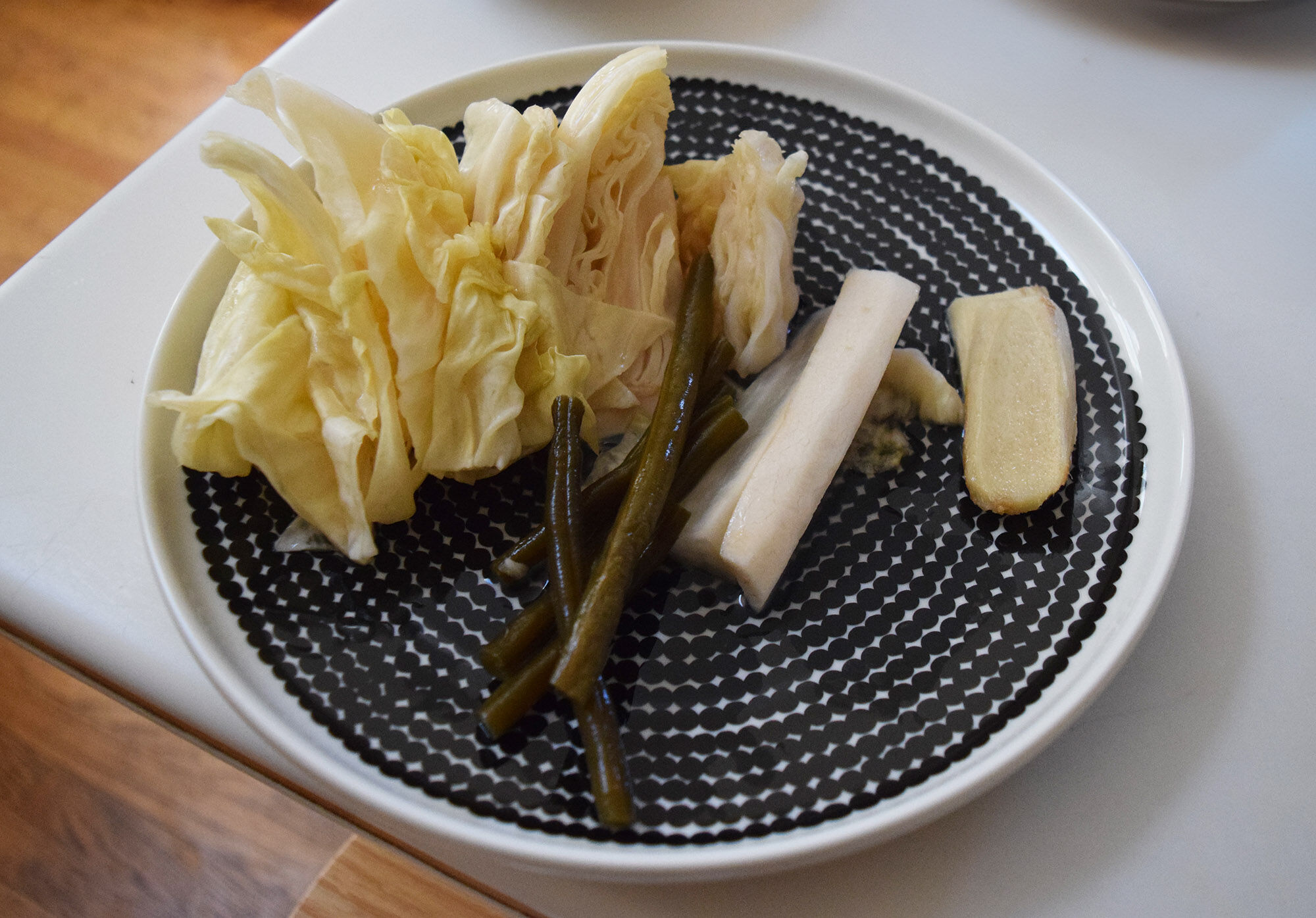 Pickles on a plate.