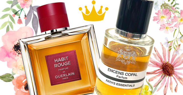 NEJLEPŠÍ PARFÉMY, LÉTO 2024: Habit Rouge Parfum Guerlain & Encens Copal Jacques Fath