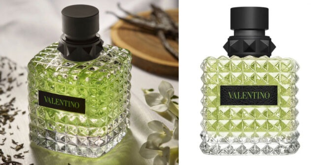 Valentino Donna Born in Roma Green Stravaganza: Zelený včelí vosk roztékající se na zubatých okvětních lístcích pivoňky