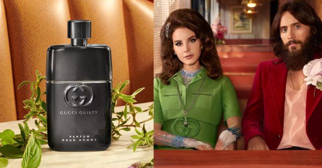 Gucci Guilty Pour Homme Parfum: Procházka zimním lesem v kožené bunda s polstrováním 