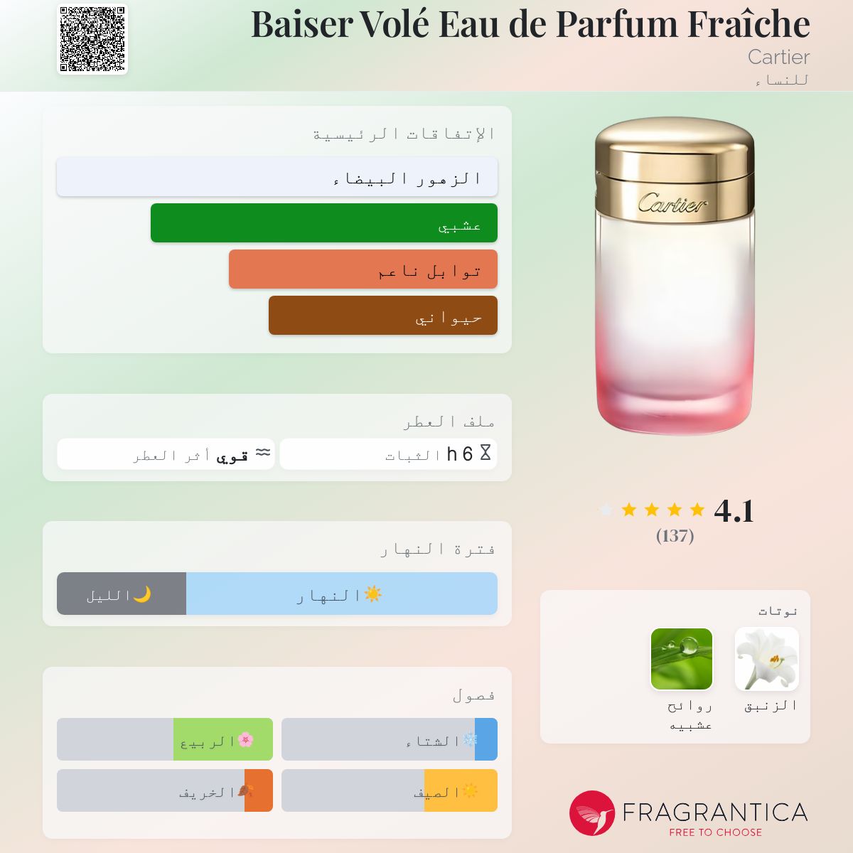 Baiser Volé Eau de Parfum Fraîche Cartier عطر a fragrance للنساء