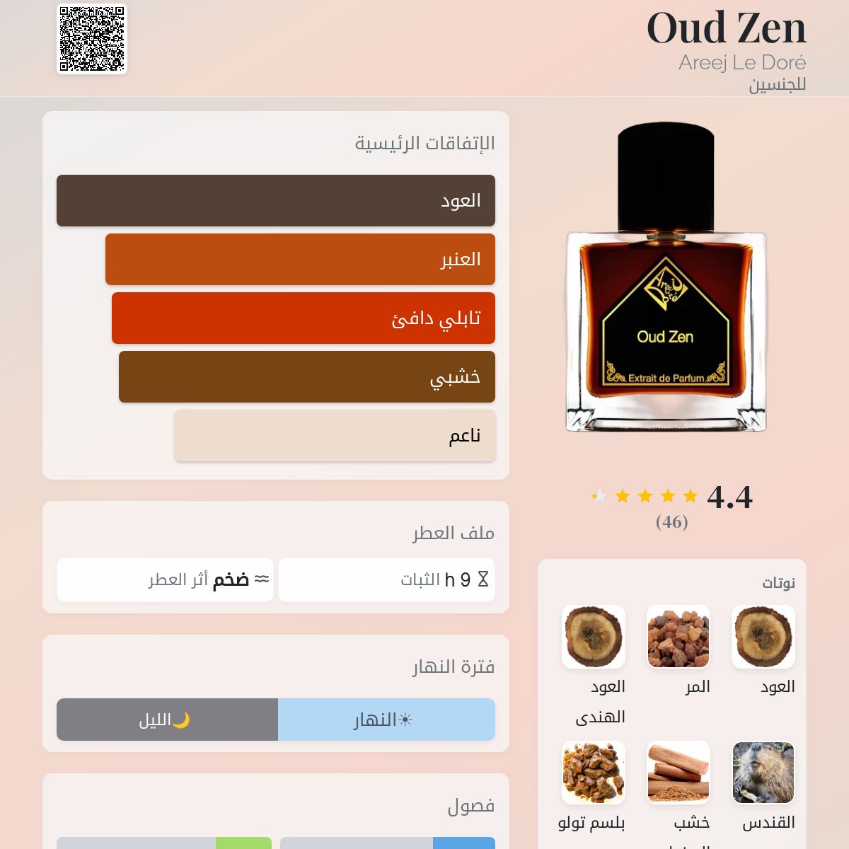 Oud Zen Areej Le Doré عطر - a fragrance للجنسين 2017