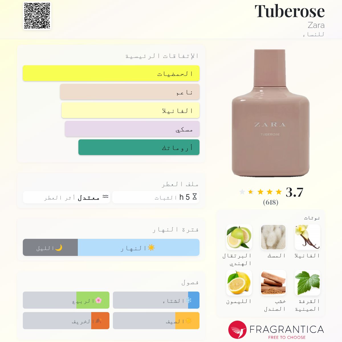 Tuberose Zara عطر a fragrance للنساء 2017