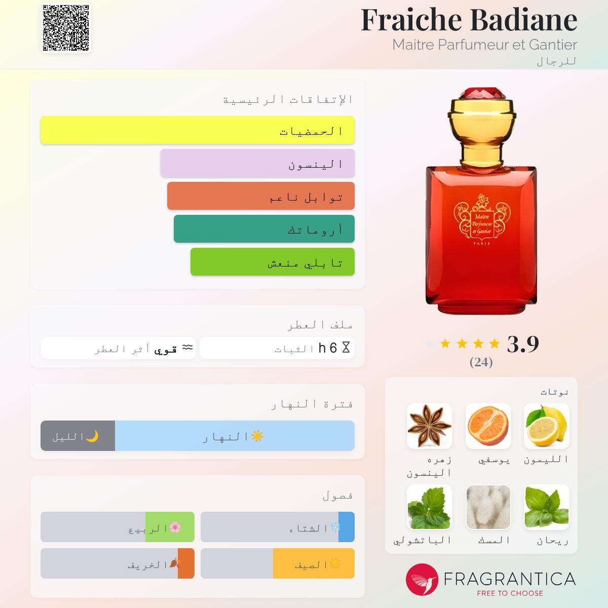 Fraiche Badiane Maitre Parfumeur et Gantier ماء كولونيا a