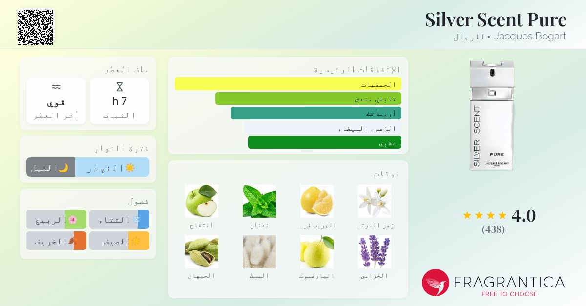 Silver Scent Pure Jacques Bogart ماء كولونيا a fragrance للرجال 2015