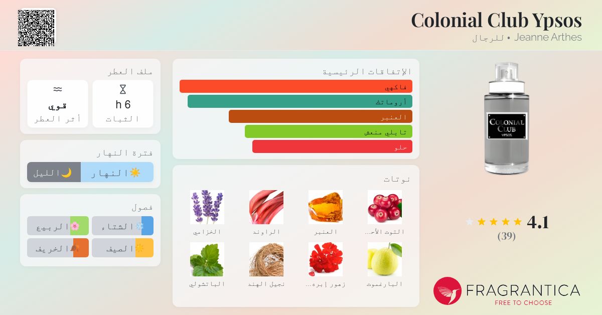 Colonial Club Ypsos Jeanne Arthes ماء كولونيا a fragrance للرجال