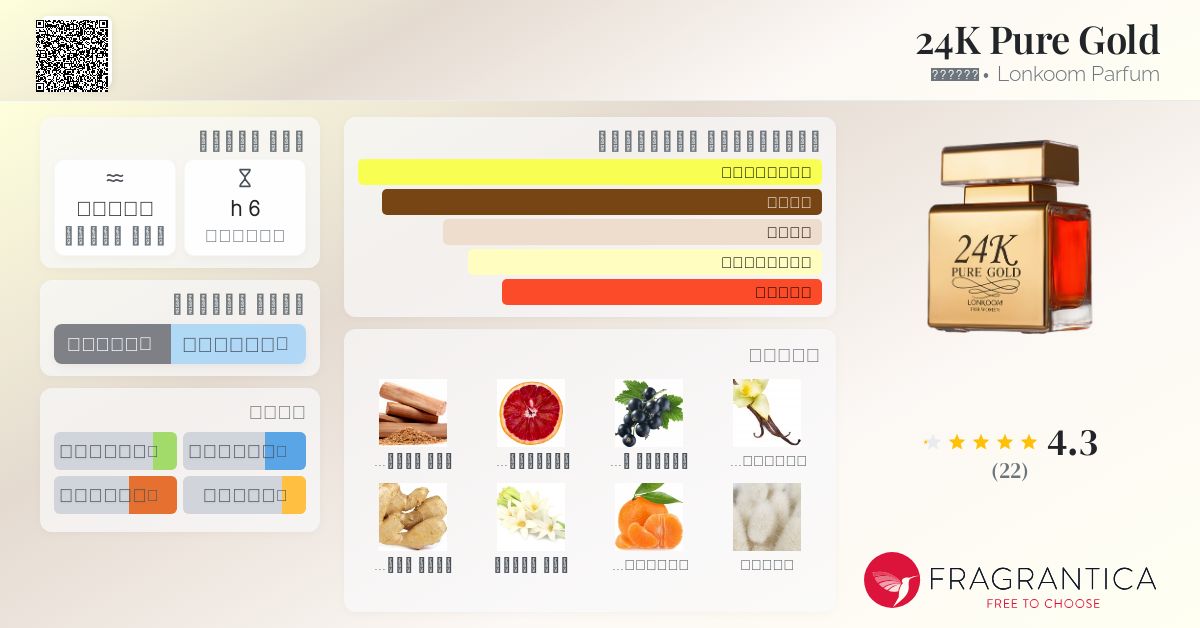 LONKOOM 24K PURE GOLD 女性用香水 24K Pure Gold Lonkoom Parfum عطر