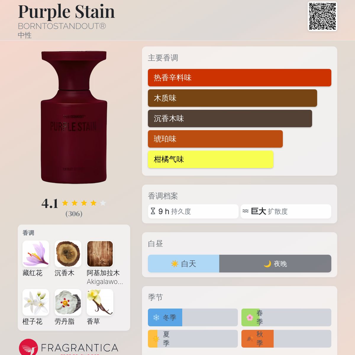 Purple Stain BORNTOSTANDOUT® 香水- 一款2025年新的中性香水