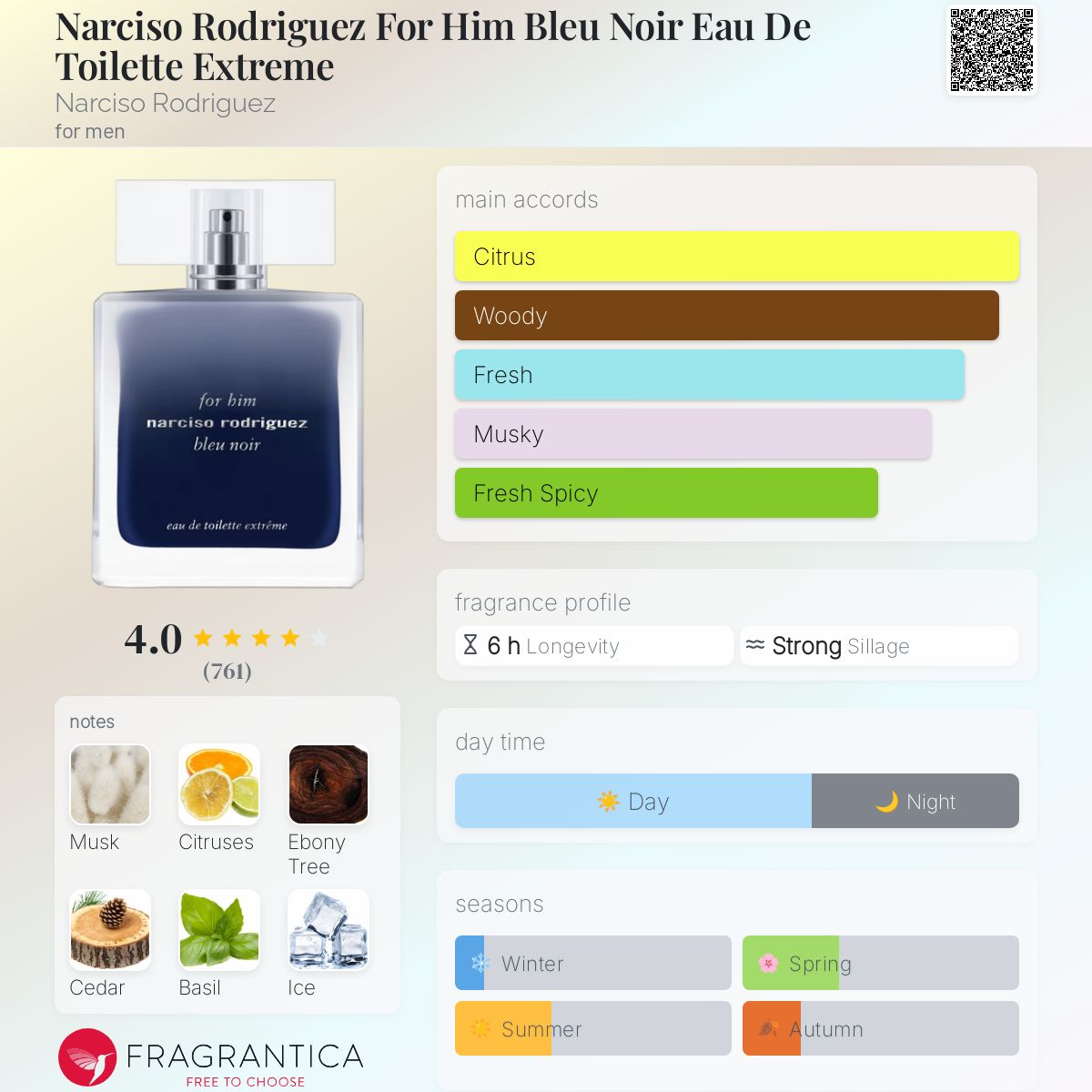 Narciso Rodriguez For Him Bleu Noir Eau De Toilette Extreme