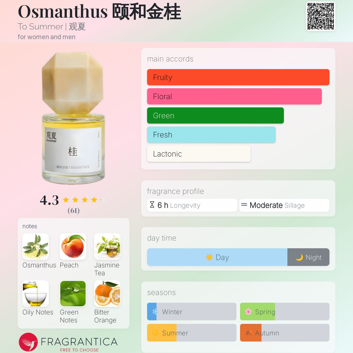 Osmanthus 颐和金桂 To Summer | 观夏 perfume - a fragrance