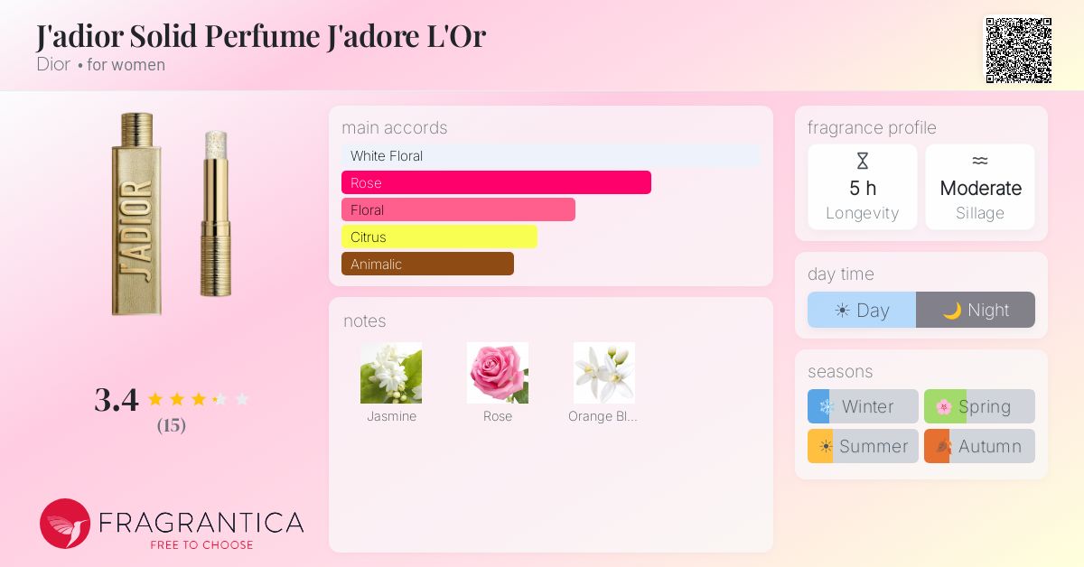 J'adior Solid Perfume J'adore L'Or Dior perfume - a new fragrance