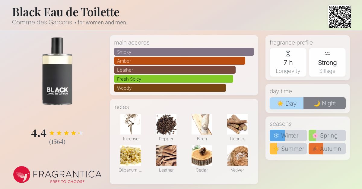 Black Eau de Toilette Comme des Garcons perfume a fragrance for