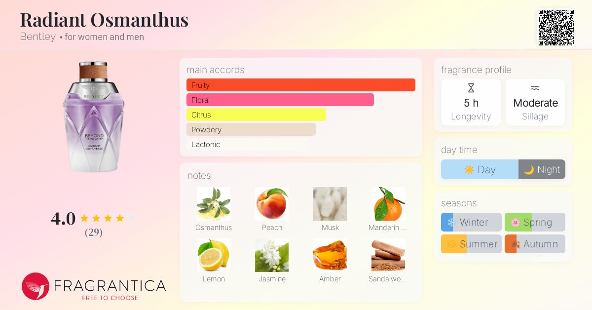 香水(ユニセックス) Bentley BEYOND THE COLLECTION RADIANT Radiant Osmanthus Bentley perfume - a fragrance for women