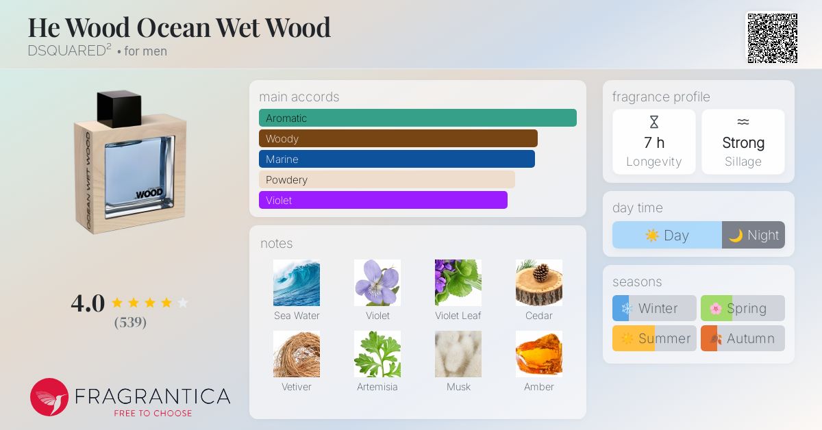He Wood Ocean Wet Wood DSQUARED² cologne - a fragrance for