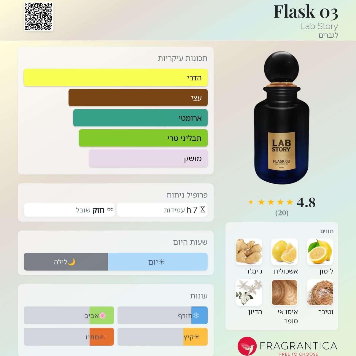 Flask Lab Select Flask 03 Lab Story קולון - הינו ניחוח חדש 2023 לגברים