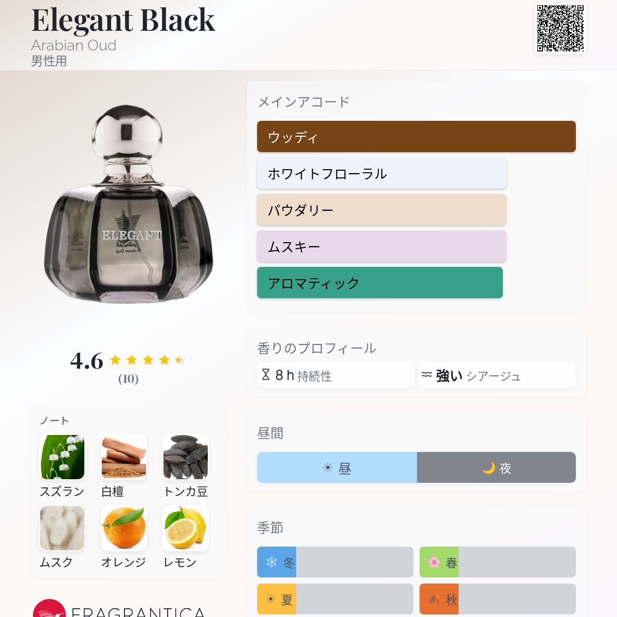 Elegant Black Arabian Oud コロン - 年の男性用 フレグランス