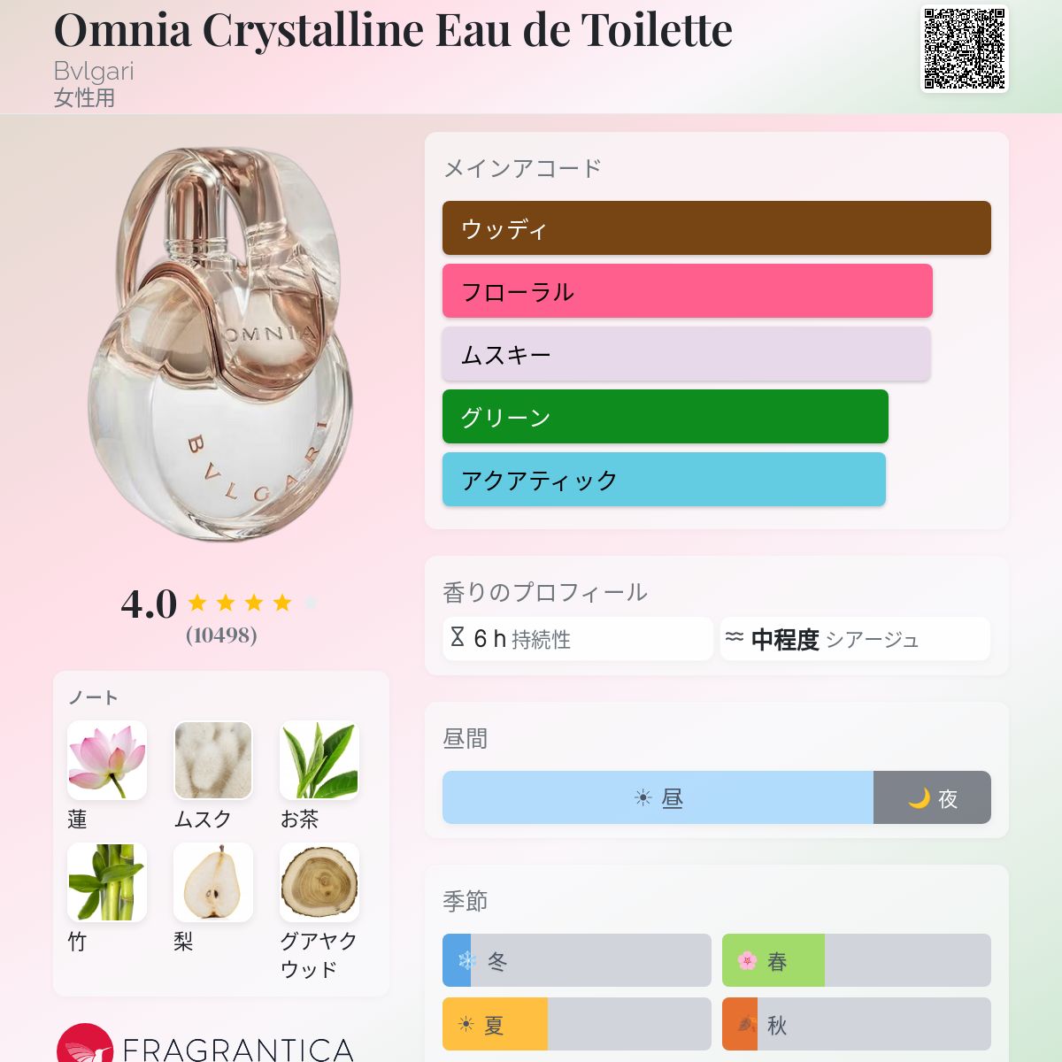 Omnia Crystalline Eau de Toilette Bvlgari 香水 - 2005年の女性用