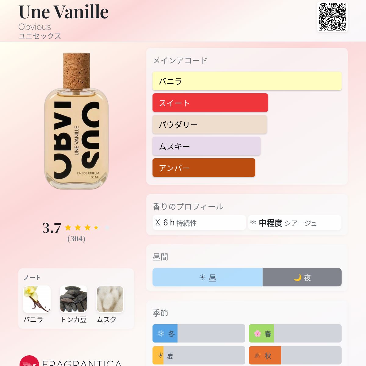 Une Vanille Obvious 香水 - 2020年のユニセックス フレグランス