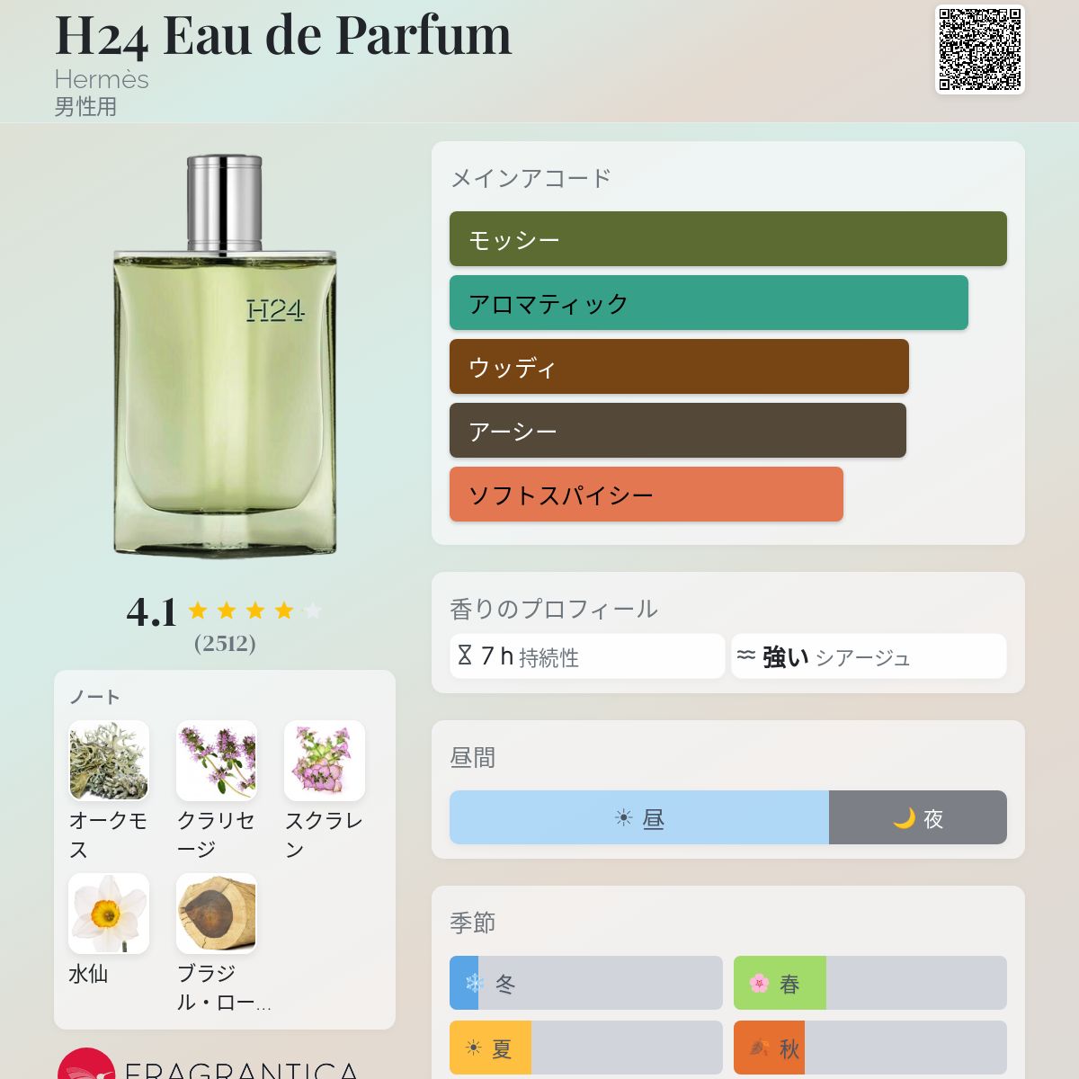 H24 Eau de Parfum Hermès コロン - 2022年の男性用 フレグランス