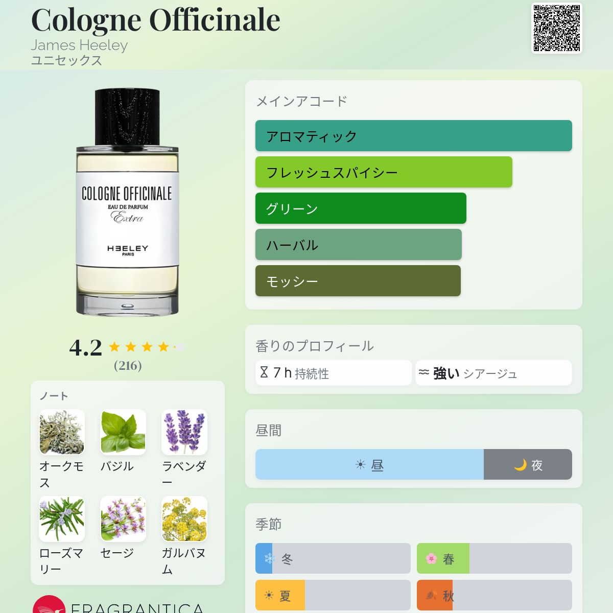 香水(ユニセックス) HEELEY COLOGNE OFFICINALE Officinale - Heeley