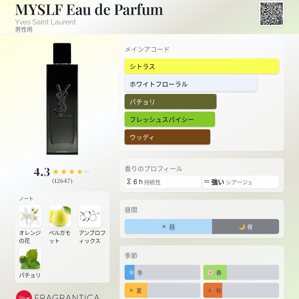 MYSLF Eau de Parfum Yves Saint Laurent コロン - 2023年の男性用