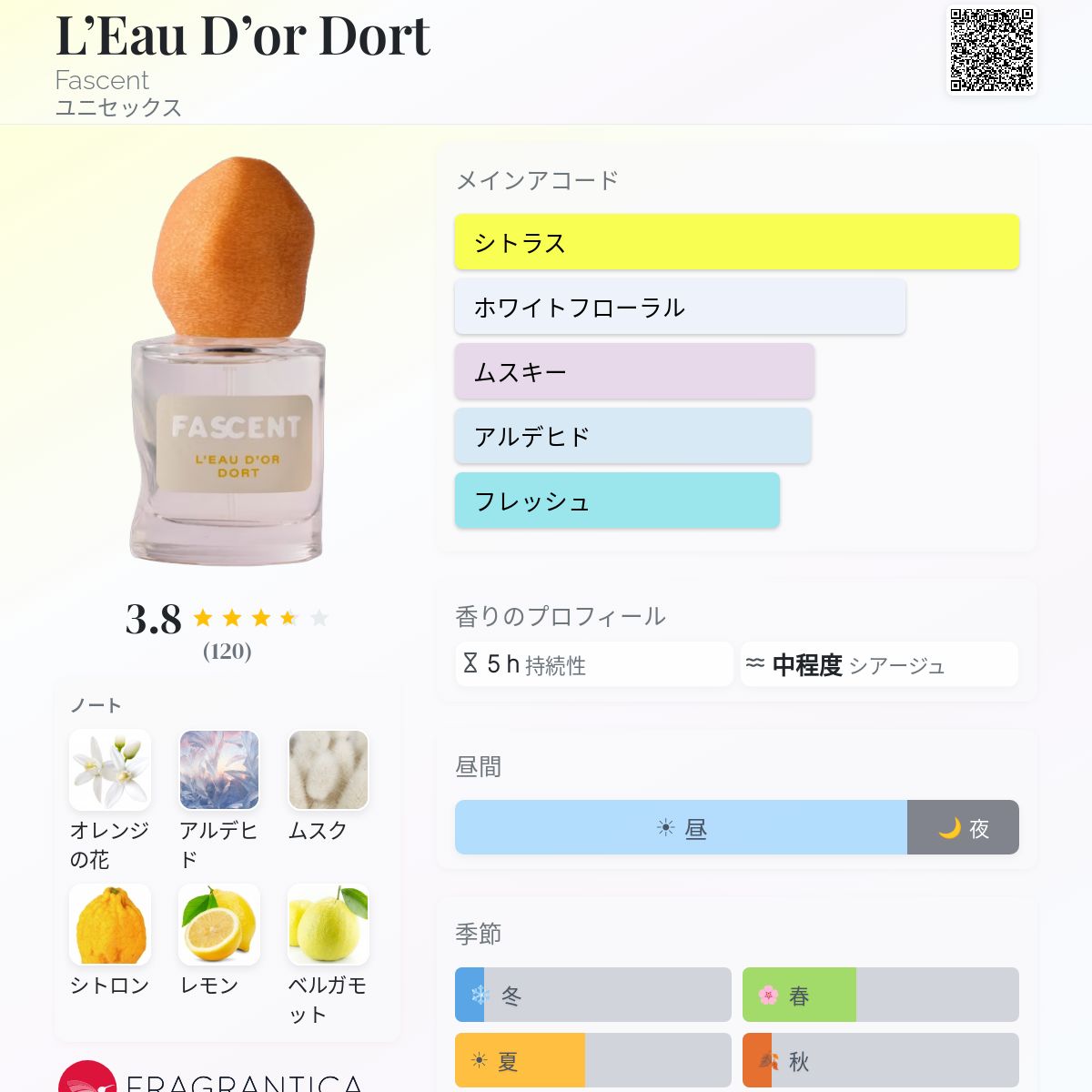 香水(ユニセックス) FASCENT L'EAU D'OR DORT 30ml L'eau D'or Dort