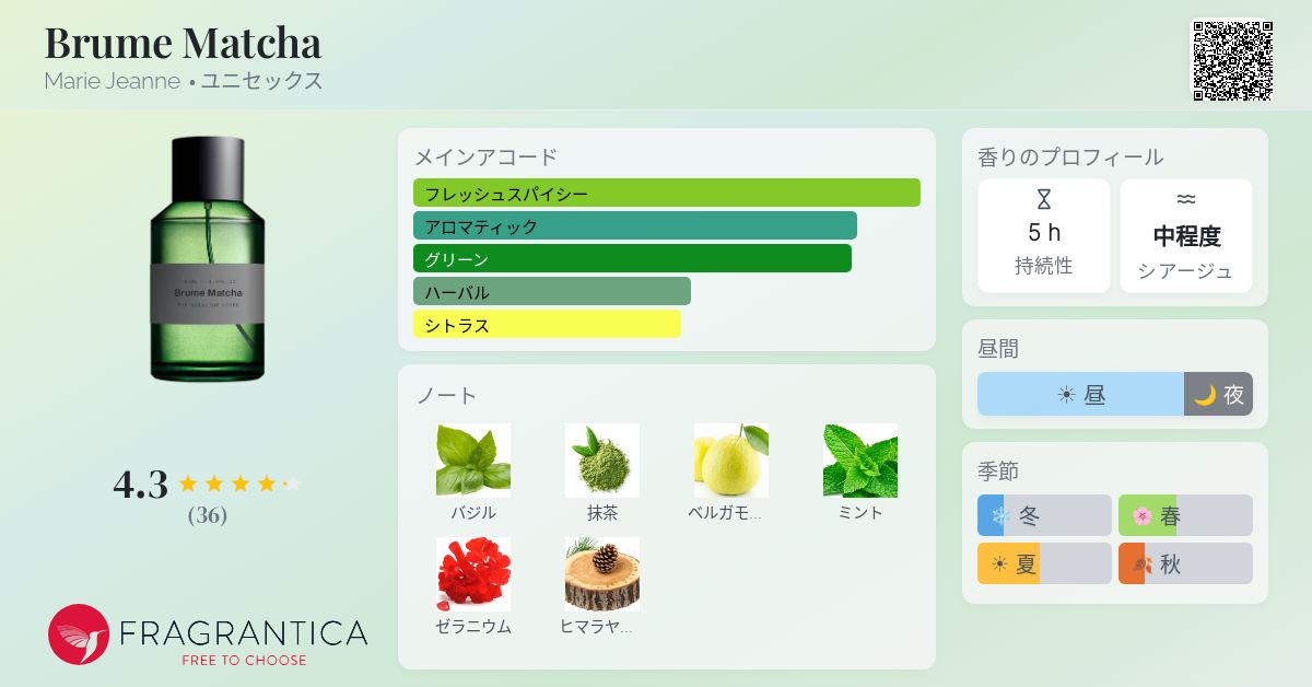 Brume Matcha Marie Jeanne 香水 - 2023年のユニセックス フレグランス