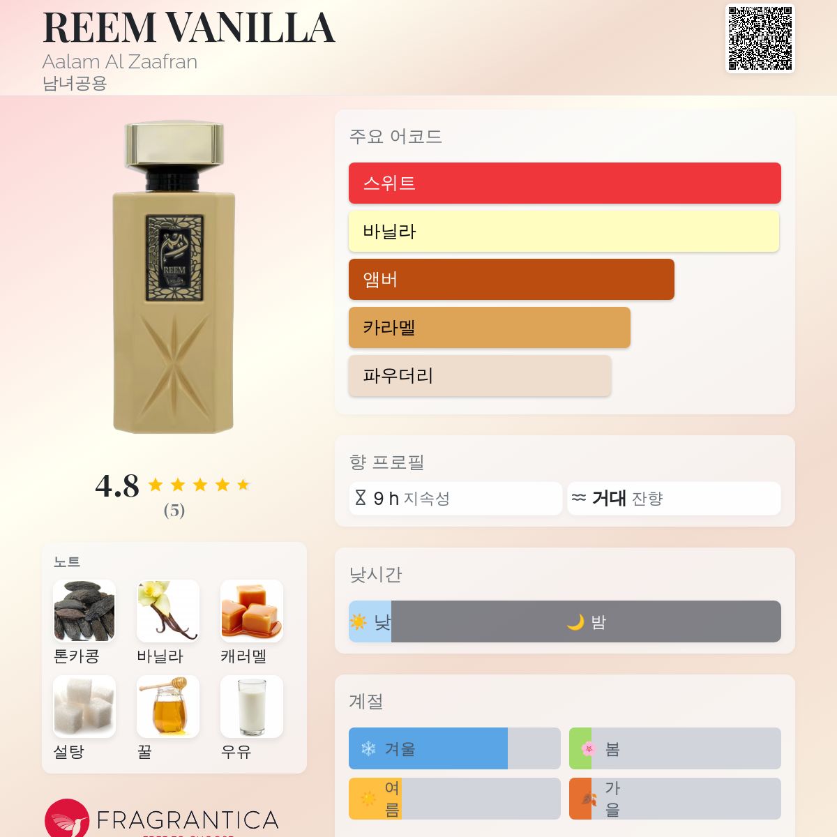 REEM VANILLA Aalam Al Zaafran 향수 - 년 남녀공용 향수