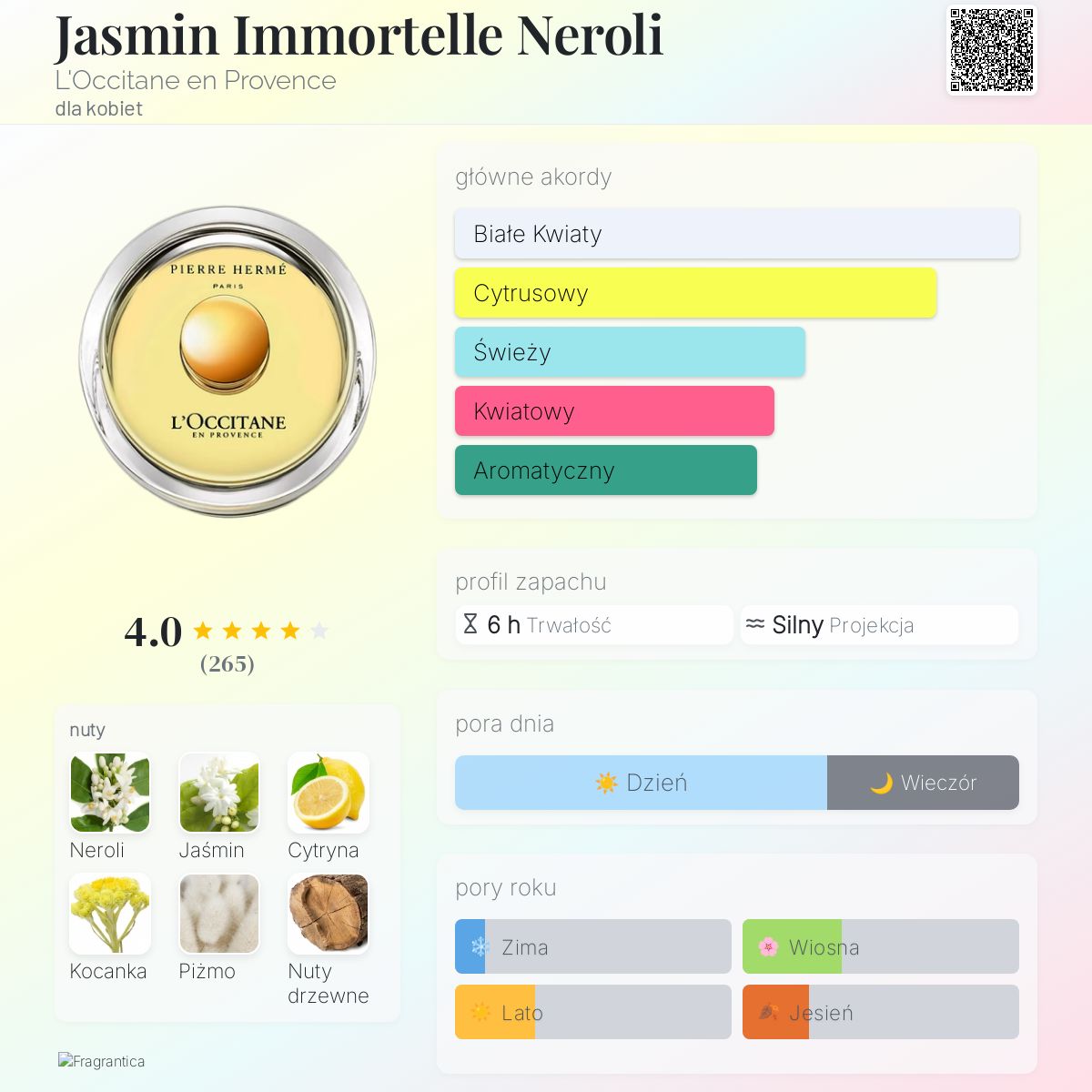 Jasmin Immortelle Neroli L'Occitane en Provence perfumy
