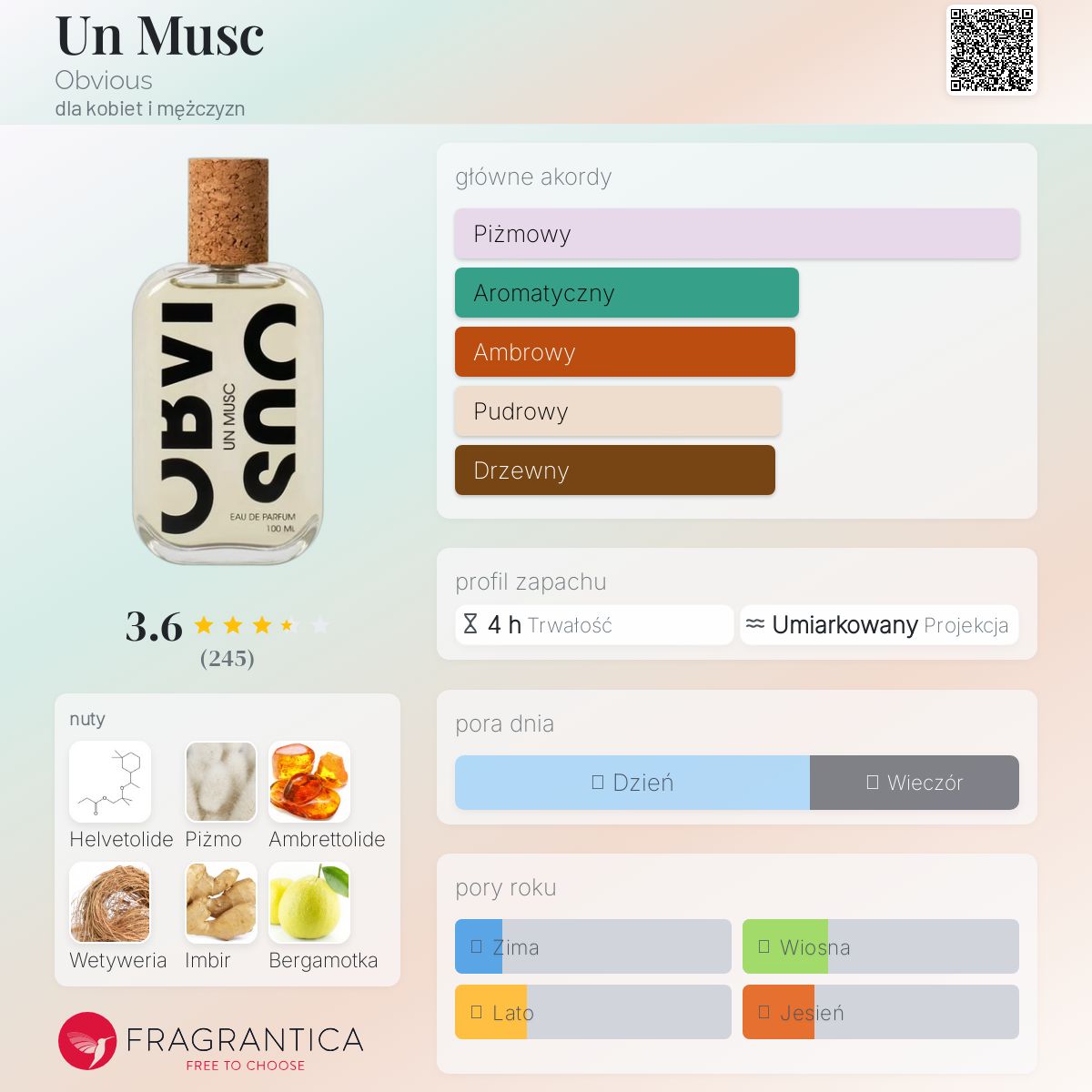 香水(男性用) OBVIOUS UN MUSC Eau de Parfum 100 ML UN MUSC - Eau de parfum - Obvious Parfums