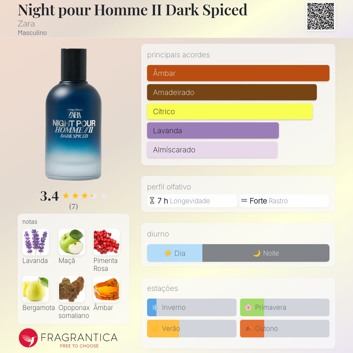 Night pour Homme II Dark Spiced Zara Colônia - a novo fragrância