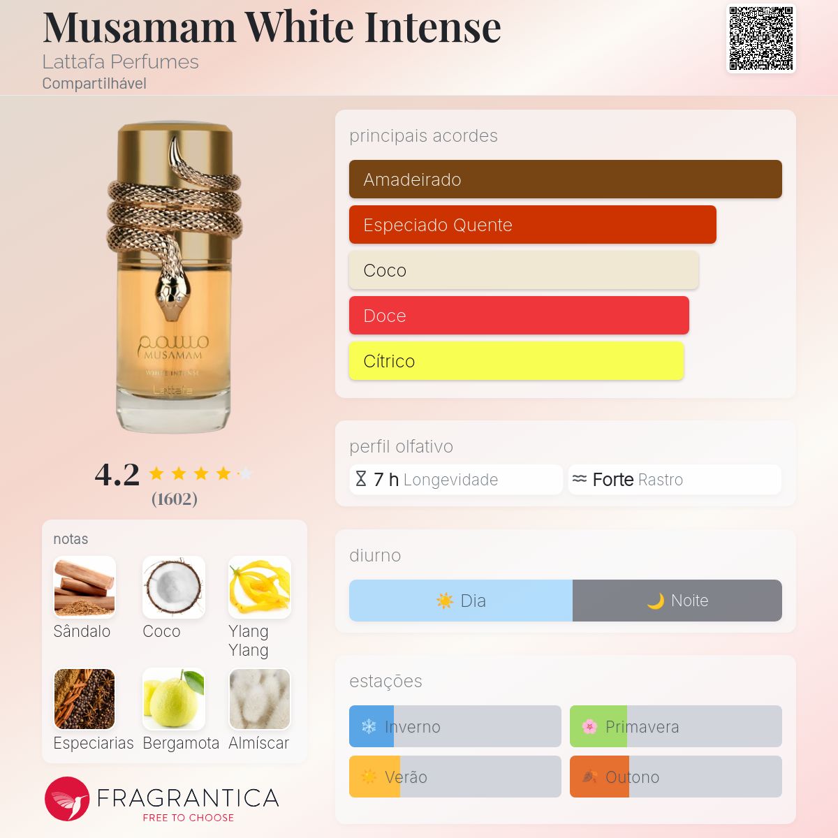 Perfume Lattafa Musamam White Intense EDP Unissex 100mL
