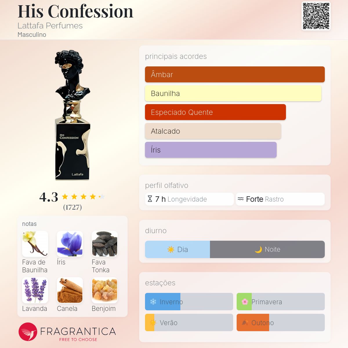 Perfume Lattafa His Confession EDP Masculino 100mL