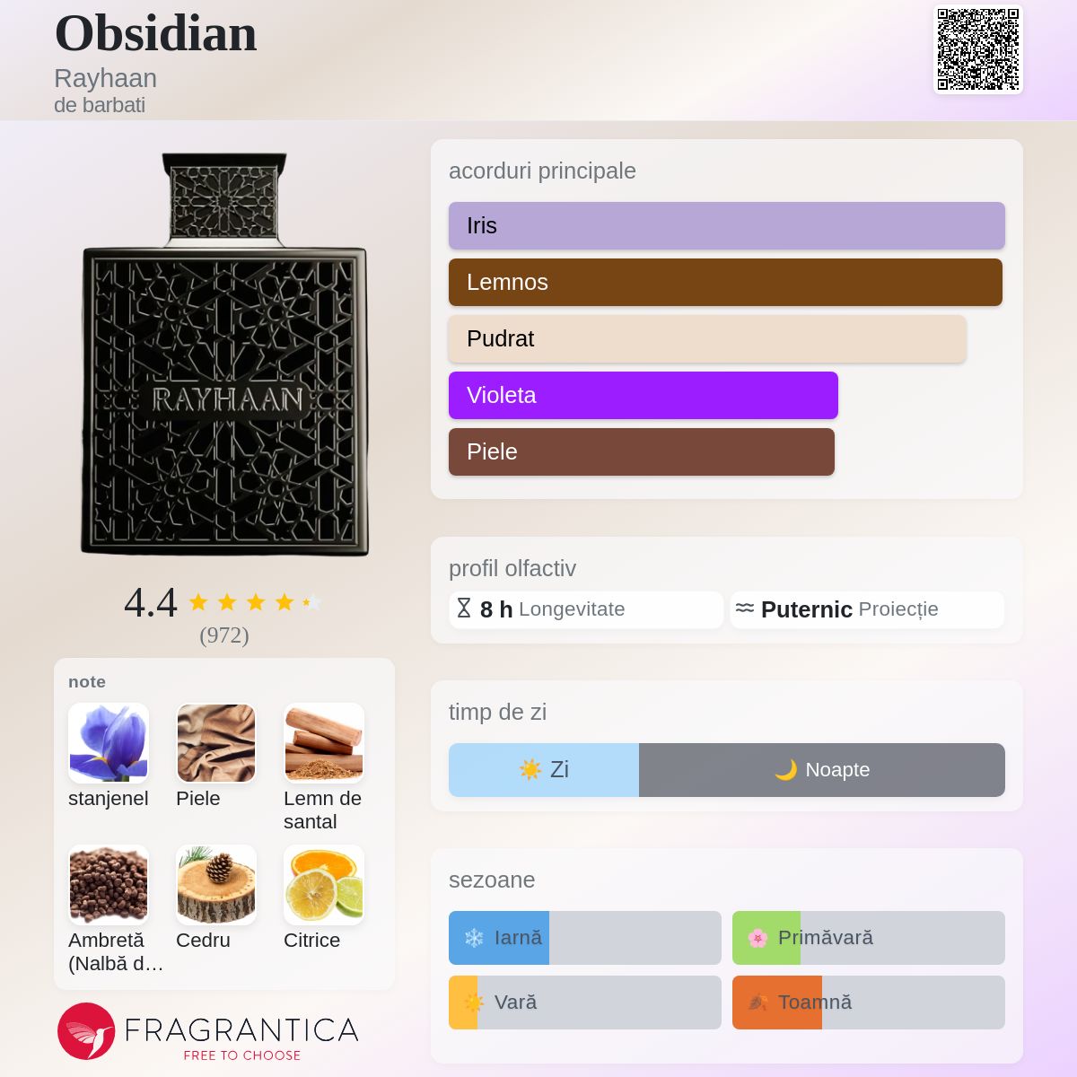 Obsidian Rayhaan colonie - un parfum de barbati