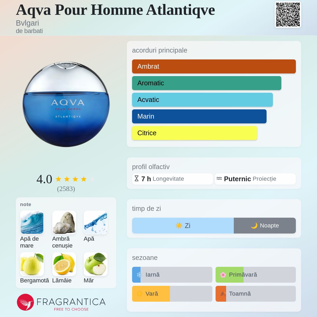 Aqva Pour Homme Atlantiqve Bvlgari colonie - un parfum de barbati 2017