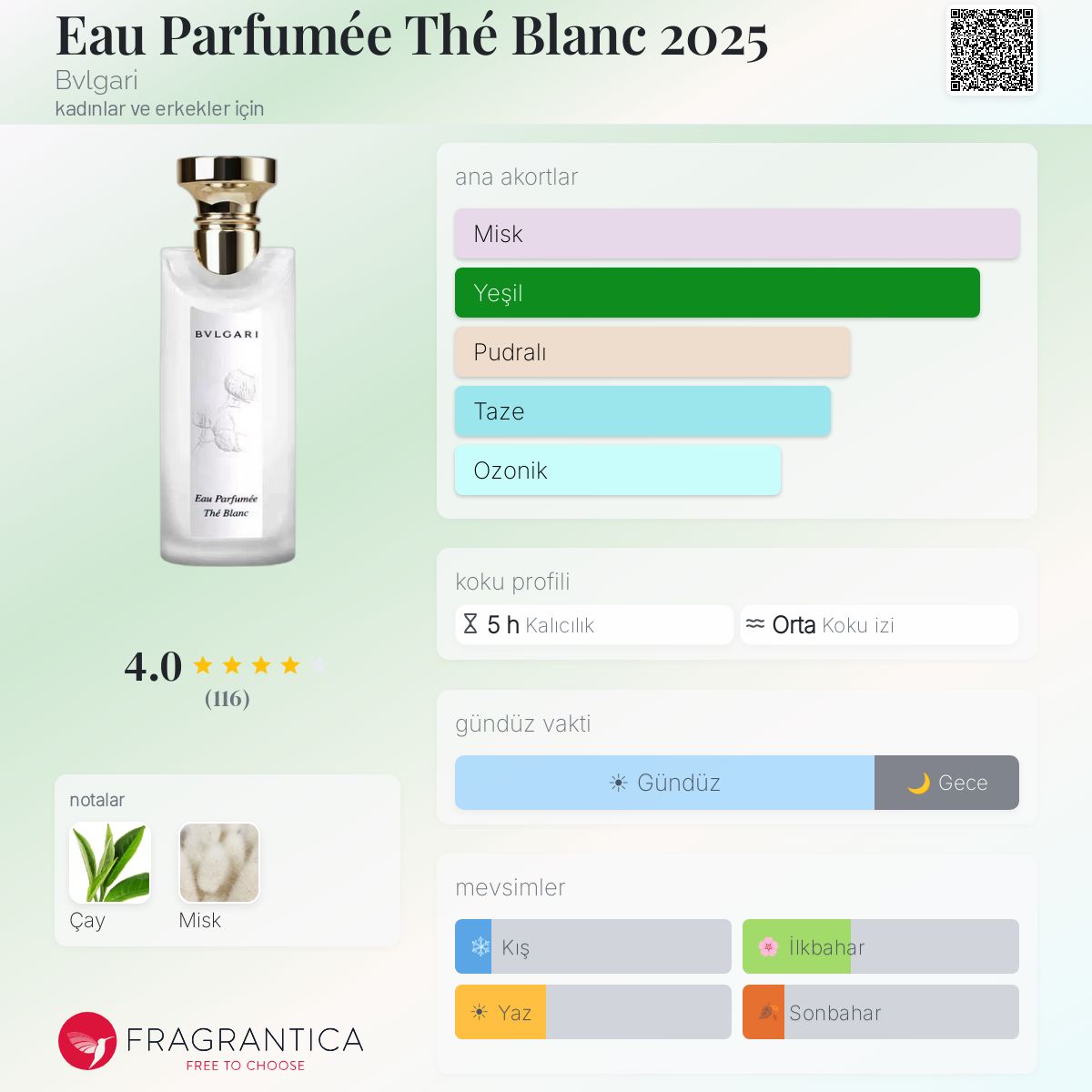 Eau Parfumée Thé Blanc 2025 Bvlgari parfüm - kadınlar ve erkekler