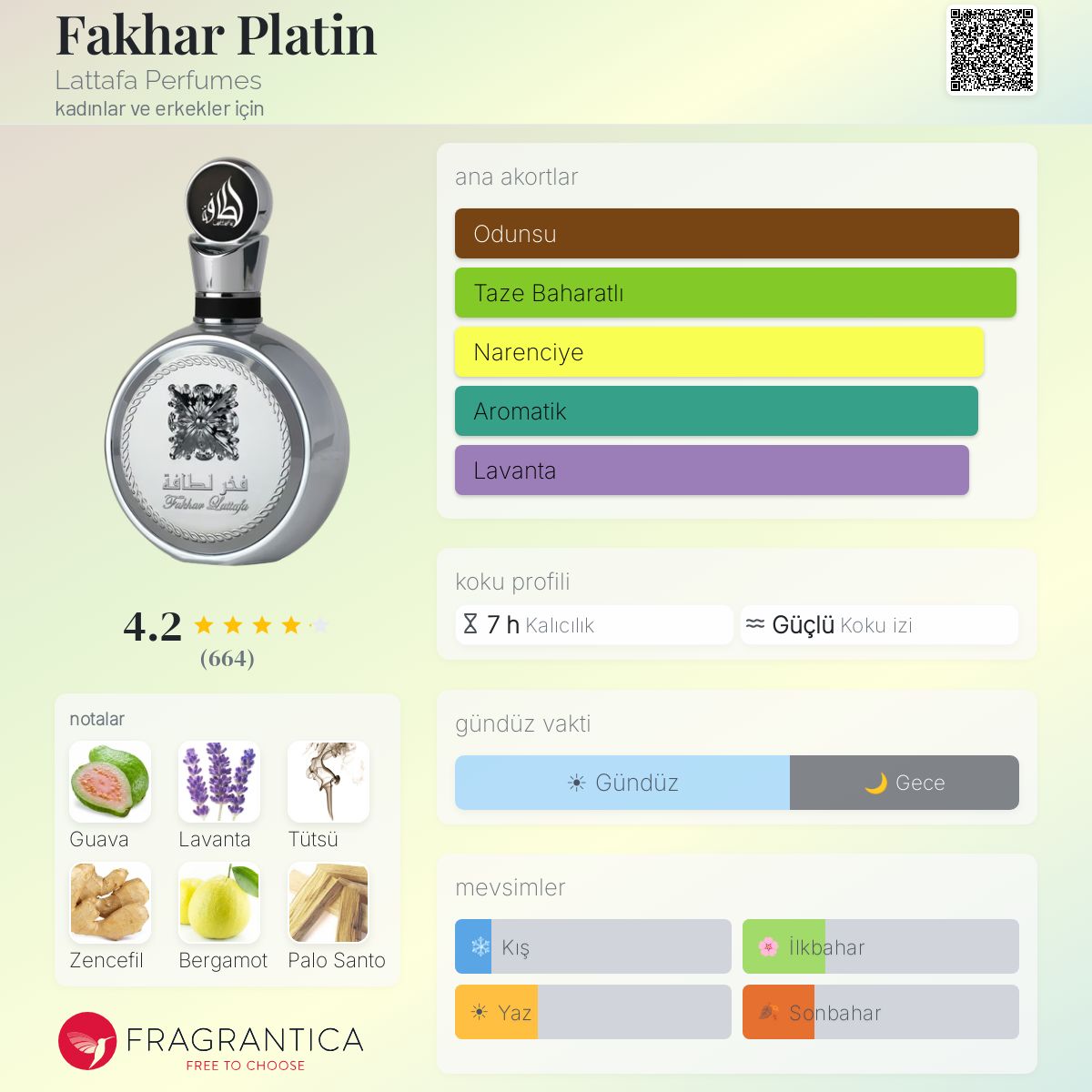 Fakhar Platin Lattafa Perfumes parfüm - kadınlar ve erkekler için