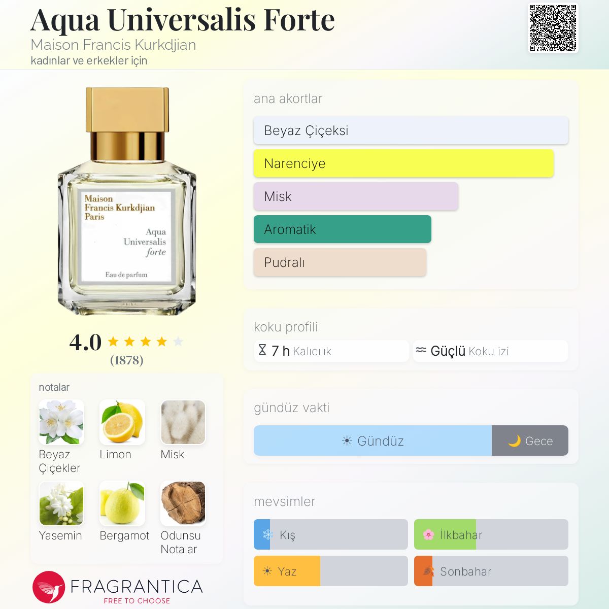 Aqua Universalis Forte Maison Francis Kurkdjian parfüm - kadınlar