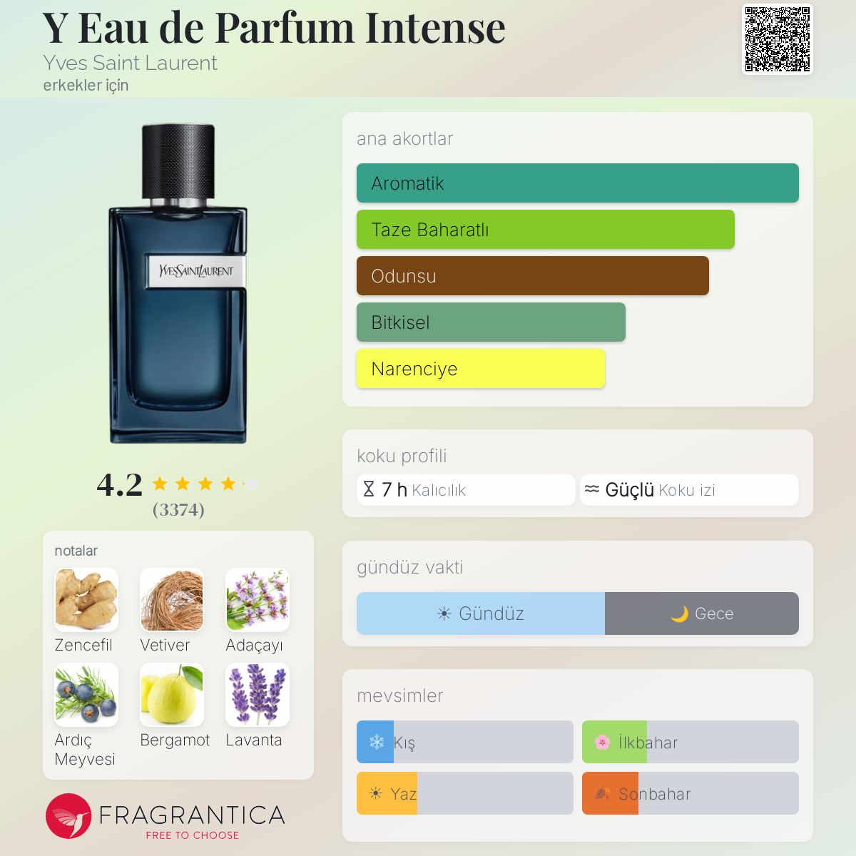 Y Eau de Parfum Intense Yves Saint Laurent kolonya - erkekler için