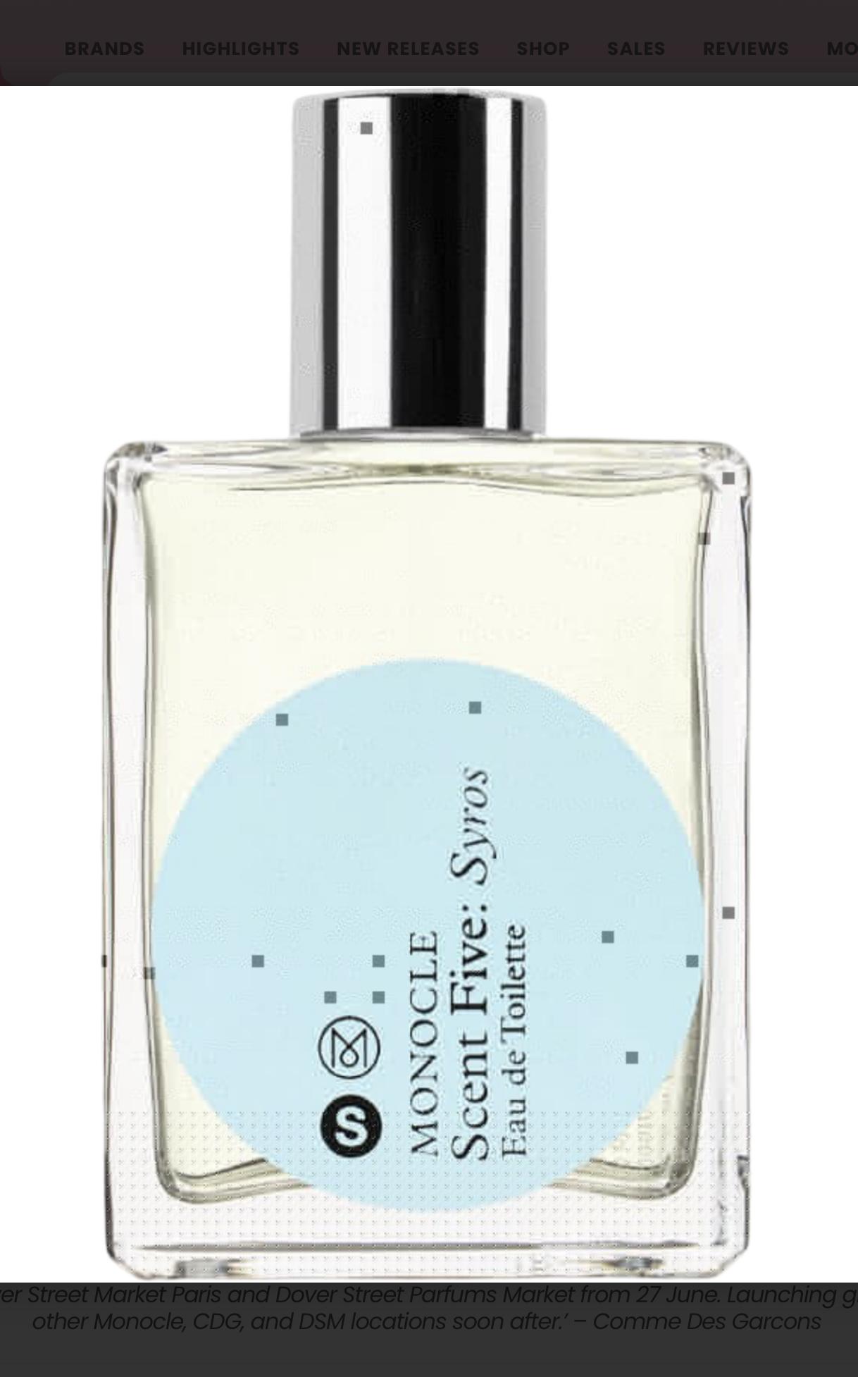 ［希少］コムデギャルソン 大友克洋 COMME des GARCONS 5 Monocle Scent Five: Syros Comme des Garcons perfume - a new