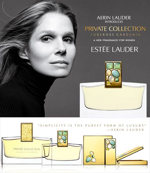 estee lauder private collection tuberose gardenia presentation with aerin and jeweled cap on parfum