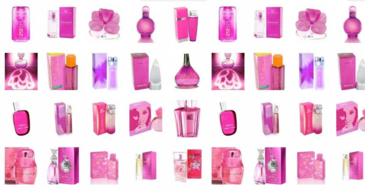 pink bottle of perfume