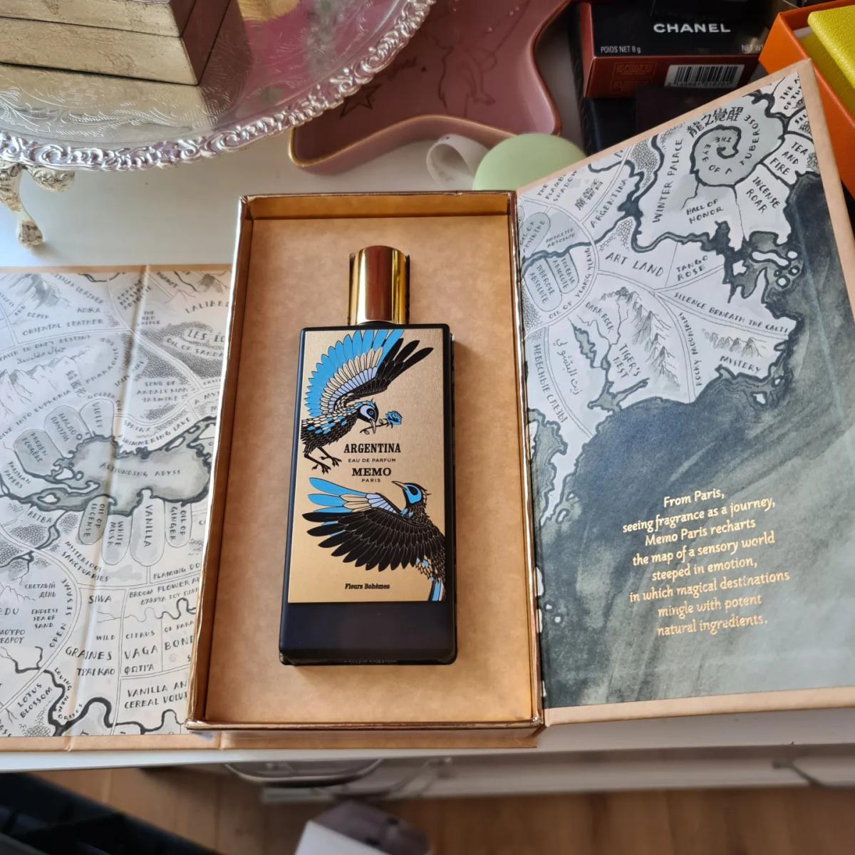 flakon Memo Paris Argentina na mapě